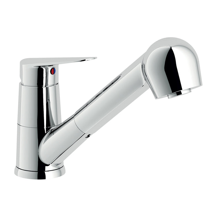 Nobili Einhandmischer für Spüle H. 17 cm, mit ausziehbarer Brause und Durchflussbegrenzer, Chromoberfläche BLUES BS101127CR