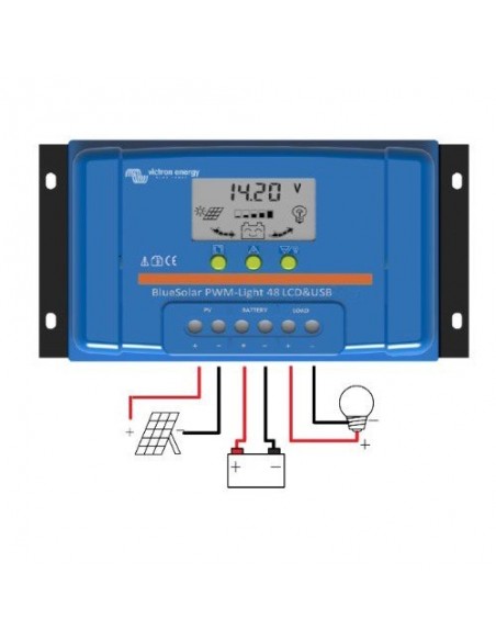 BlueSolar PWM LadeRegler 10A 48V Flüssigkristallbildschirm USB Victron Energy