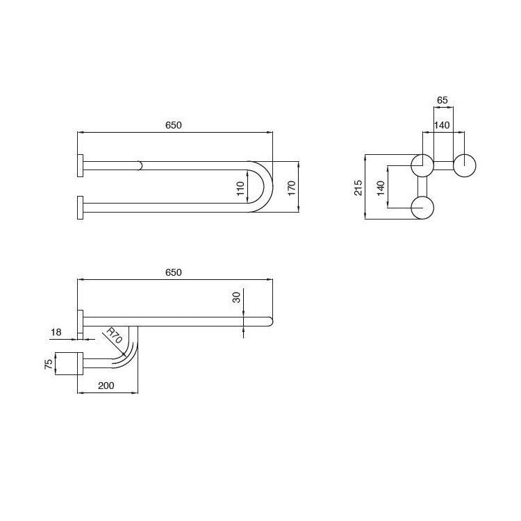 Blutech Stützleiste mit linker Verstärkung, 21,5x65,9x22,5 cm, weiß lackiert BT0026