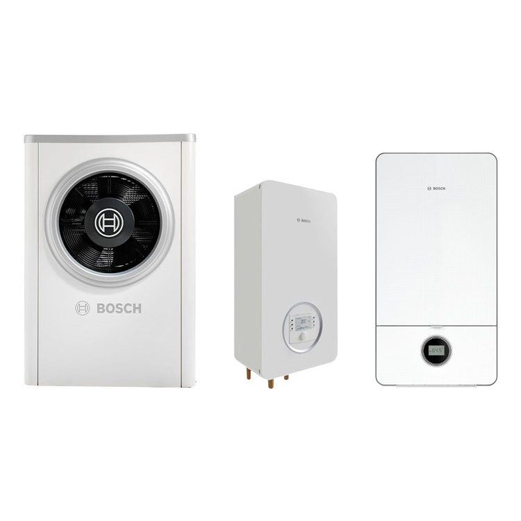 Bosch Hybrid Excellence Hybridsystem bestehend aus Wärmepumpe mit Innengerät CSH7000i AW 7 OR und Brennwertkessel NUR Heizung GC7000i W 24 für Heizung und Kühlung 7735210073