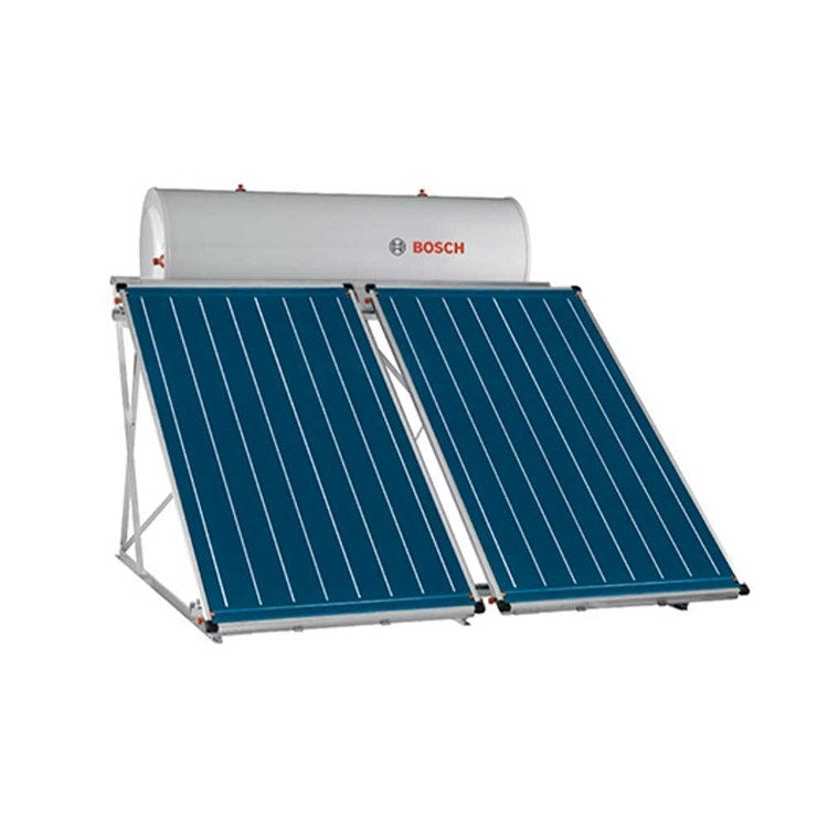 Bosch Solarkit komplett mit natürlicher Zirkulation mit 2 Solarkollektoren FCC220-2V TSS und 280-Liter-Speicher, Montagesystem Flachdach 7735246024