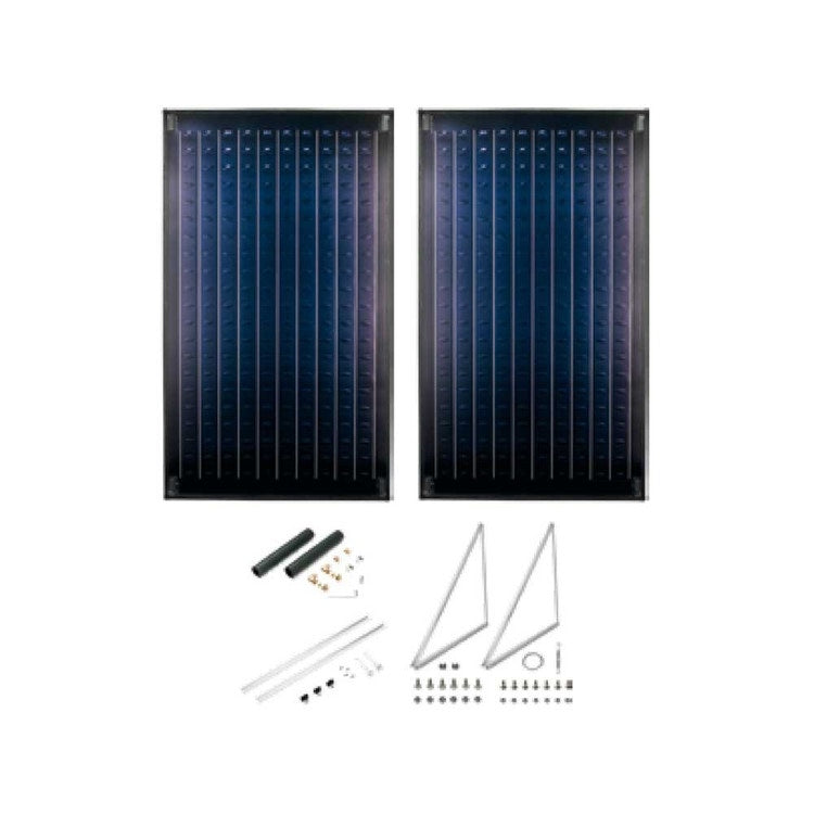 Bosch Bosch-spezifisches Zwangsumlauf-Solarset mit 2 FKC-2S-Solarkollektoren mit Flachdach-Montagesystem oder 15°-35°-Erhöhung 7735245990