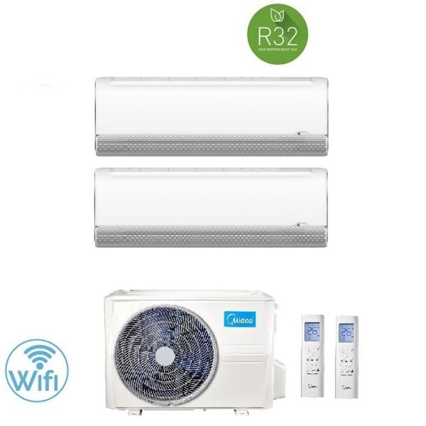 Midea Klimaanlage Breezeless und Dualsplit 9000+12000+M2OH-14HFN8-Q Inverter R-32 WLAN