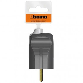 Bticino S2020GE Schutzkontakt-Stecker 2+E Zubehör 16 A deutsch italienisch anthrazitgrau
