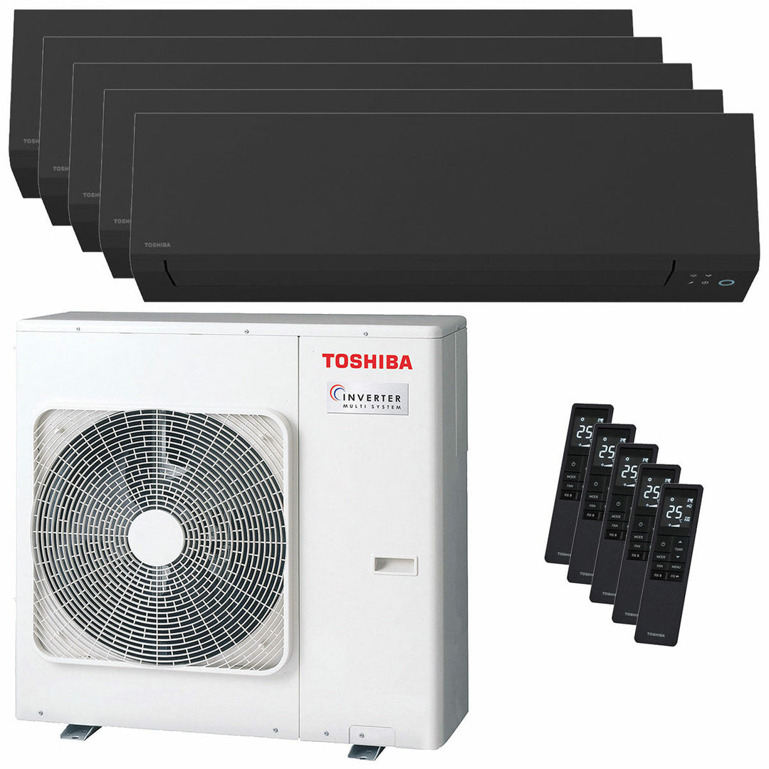 Toshiba SHORAI Edge Black 9000+9000+9000+9000+9000 BTU – Multisplit-Klimagerät (5 Innengeräte), 10/12 kW, R32, A++/A+, WLAN