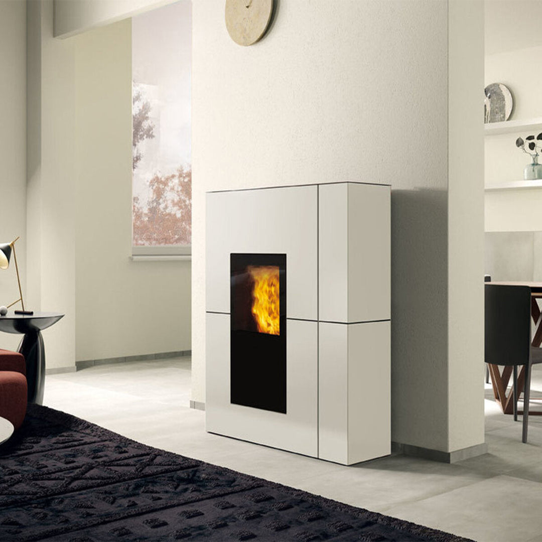 Edilkamin Blade2 H 22 Up Weiß opaco – Pelletofen (wasserführend), 23 kW, WLAN