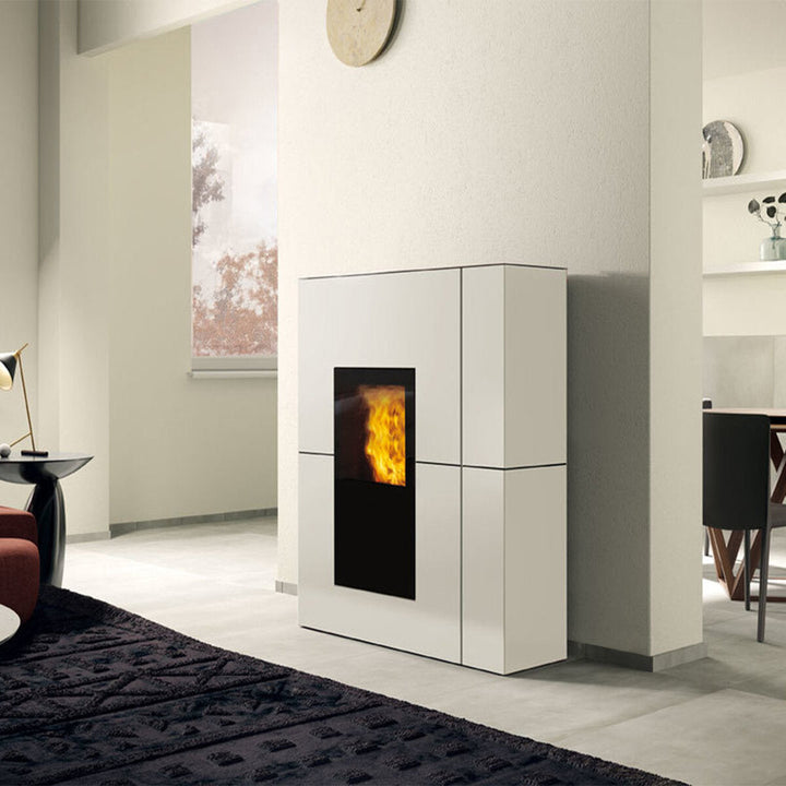 Edilkamin Blade2 H 22 Up Weiß opaco – Pelletofen (wasserführend), 23 kW, WLAN
