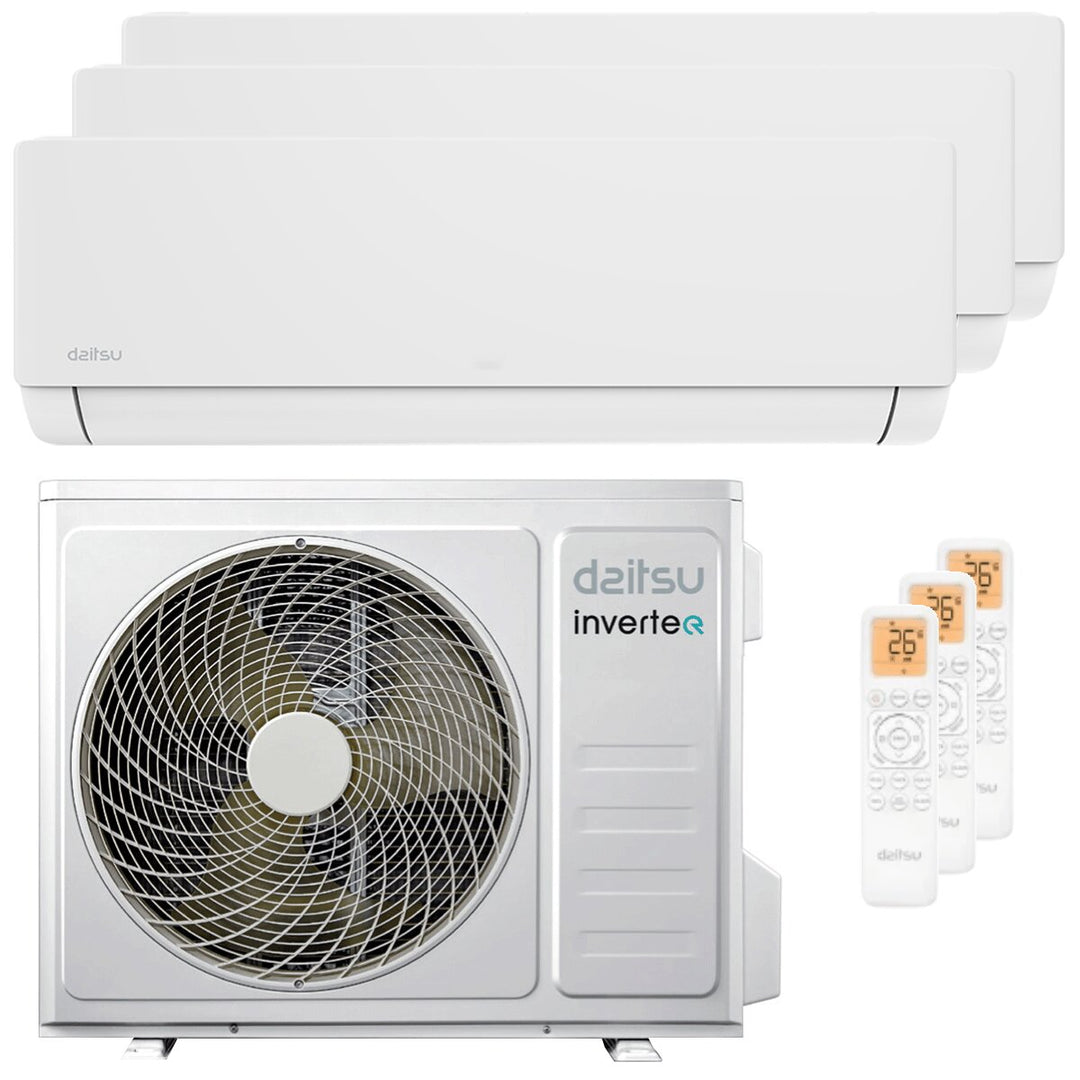 Daitsu Artic Pro 9000+9000+18000 BTU – Multisplit-Klimagerät (3 Innengeräte), 7,9/7,96 kW, R32, A++/A+, WLAN