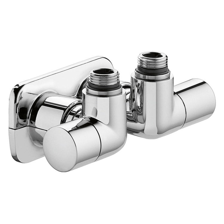 Caleffi High-Style-Ventilpaar Doppelwinkel für Heizkörper, Ausführung rechts 1/2", verchromt 400310