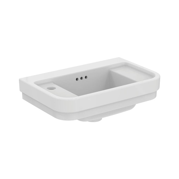 Ideal Standard Waschbecken L. 50 cm, mit Wasserhahnloch auf der linken Seite, mit Überlauf, Weiß glänzende Ausführung CALLA E223301