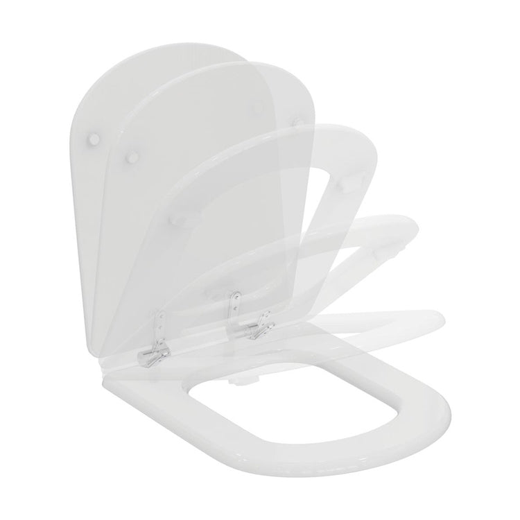 Ideal Standard Slim-Sitz mit Metallscharnieren, mit gedämpftem Absenken, Weiß, glänzende Oberfläche CALLA E251801