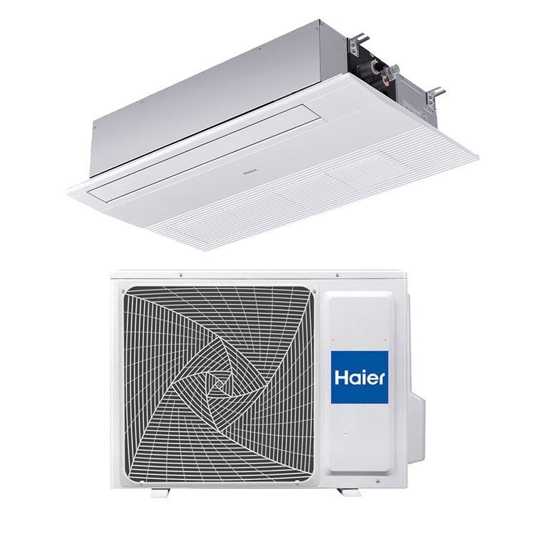 Haier Monosplit-Klimagerät 1-Wege-Kassette, Inverter, Weiß – Außengerät 2,5 kW, Innengerät 9000 BTU AB25S2SA1FA(H)+1U25S2SM1FA-2