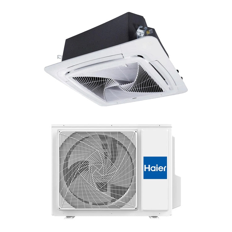 Haier Monosplit-Klimagerät Kassette ROUND FLOW, Inverter, Weiß – Außengerät einphasig 7,1 kW, Innengerät 24000 BTU AB71S2SR1FA(H)+1U71S2ST1FA