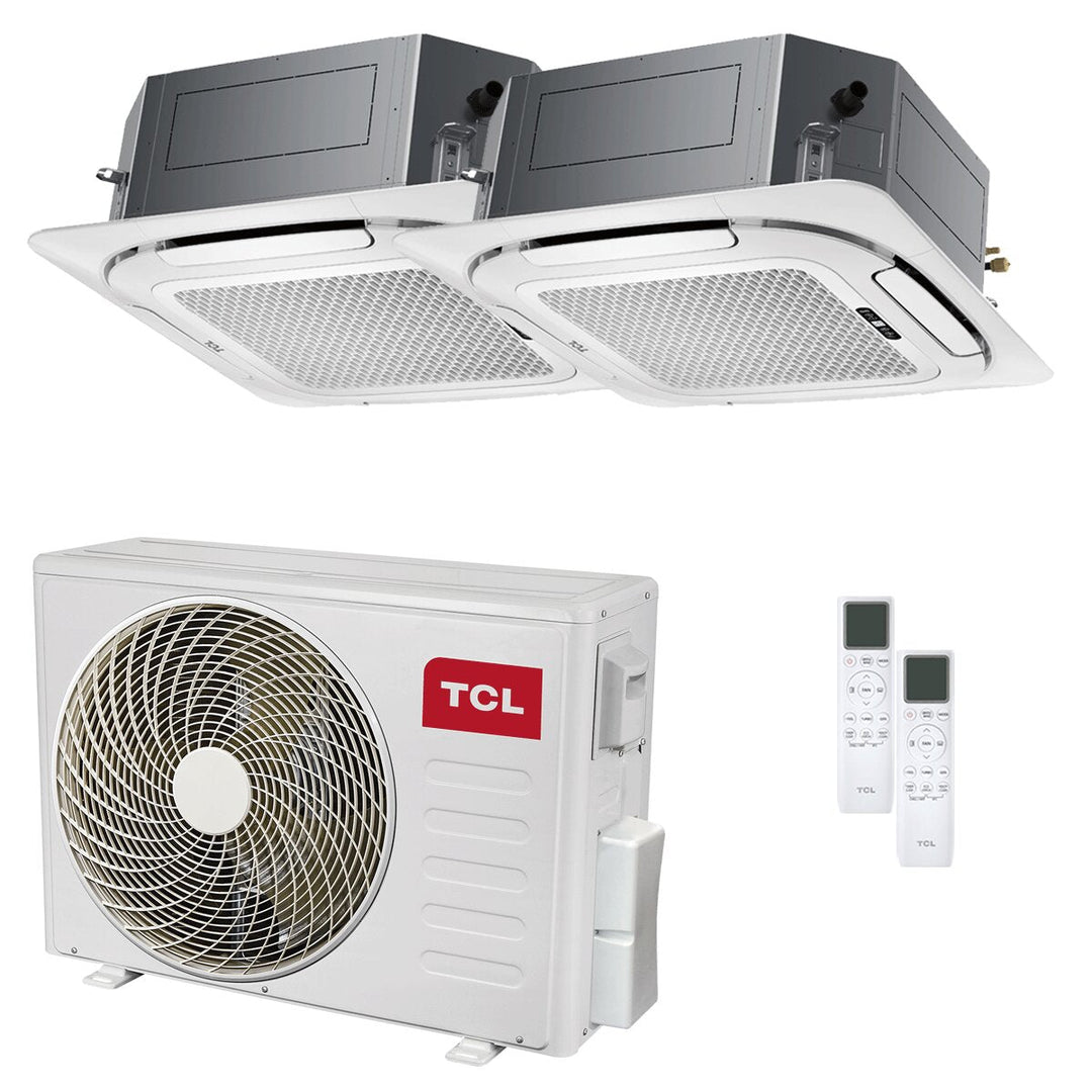 TCL Kassettengerät 4-Wege Serie S 9000+9000 BTU – Multisplit-Klimagerät (2x), 5,1/5,2 kW, R32, A++/A+, WLAN