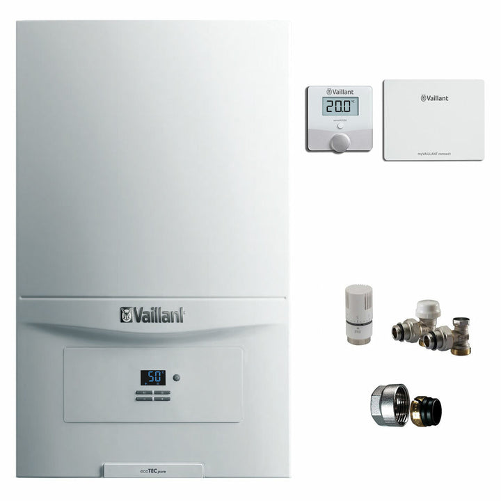 Vaillant EcoTEC Pure 24 kW Erdgas + termostato smart SensoROOM Connect – Gas-Brennwertkessel, 24 kW, Erdgas