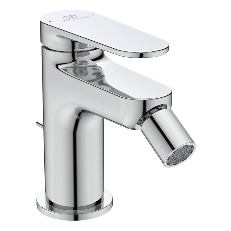 Ideal Standard Einhandmischer T. 13 cm für Bidet, mit Bedienhebel und Ablaufventil 1-1/4", Chromoberfläche CERAFINE O BD775AA
