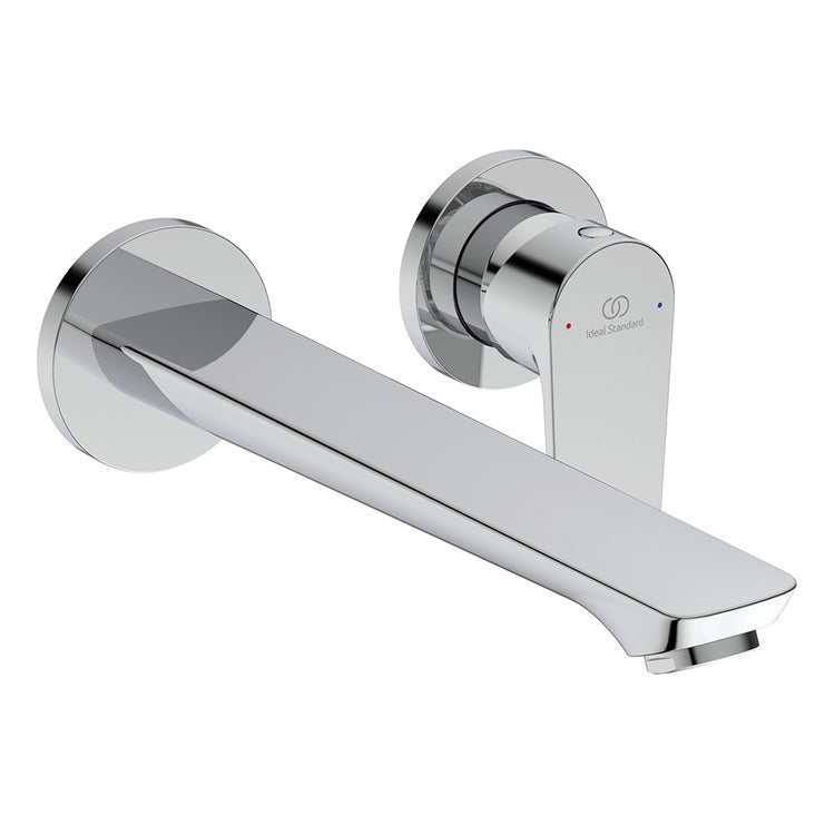 Ideal Standard Einhand-Wandmischer T. 22 cm für Waschbecken, mit Temperaturbegrenzer, ohne Einbaukörper, Chromoberfläche CERAFINE O BD133AA
