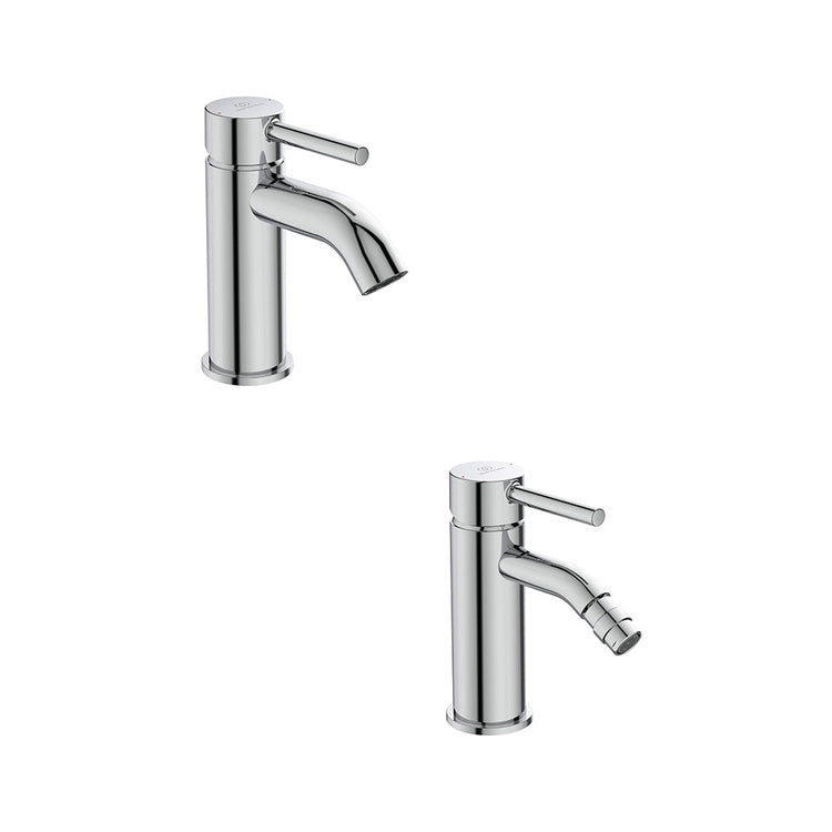 Ideal Standard Armaturenset mit Waschbeckenmischer mit Ablauf und Bidetmischer mit Ablauf, Chromoberfläche CERALINE SETCE002