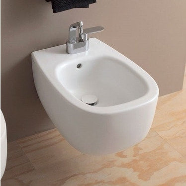 Flaminia Wandhängendes Einloch-Bidet, mit Überlauf, Farbe Milchweiß, mattes Finish BONOLA BN218LAT