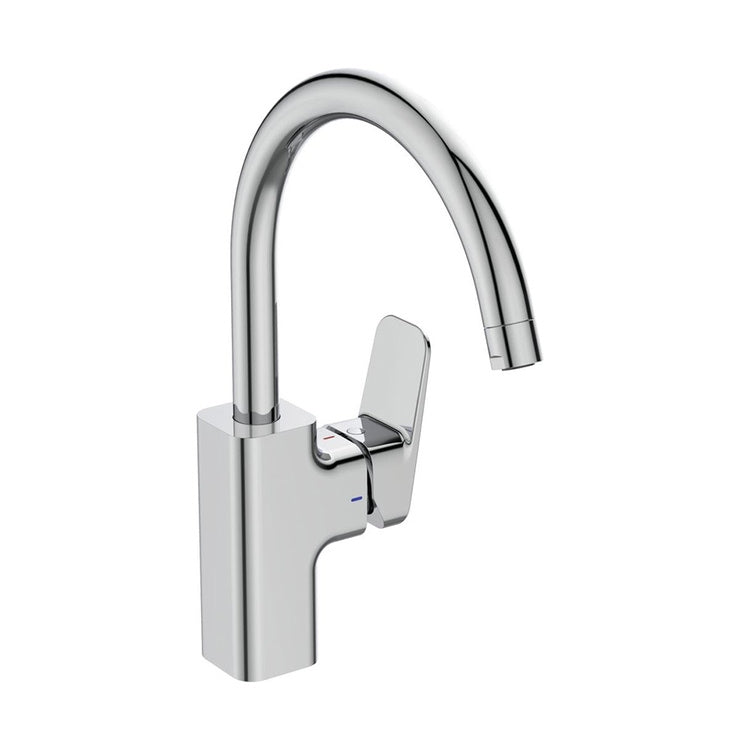 Ideal Standard Aufsatzmischer für Spüle H. 31 cm, mit BlueStart-System, schwenkbarem Auslauf, Chrom-Finish CERAPLAN BD334AA