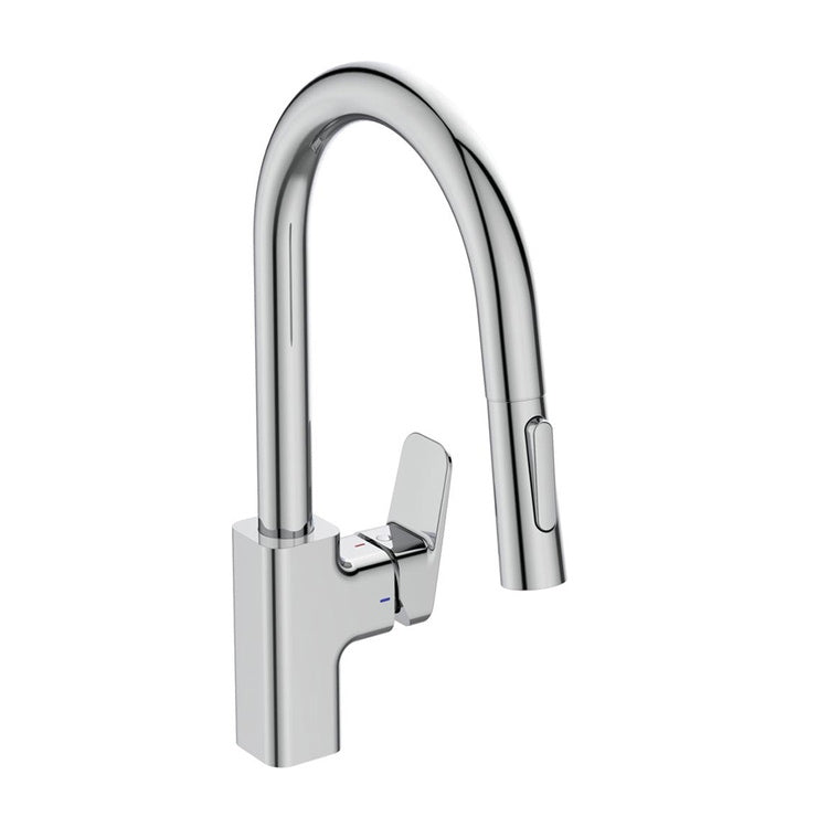Ideal Standard Aufsatzmischer für Spüle H. 39 cm, mit Eko-System, schwenkbarem Auslauf, Chrom-Finish CERAPLAN BD338AA