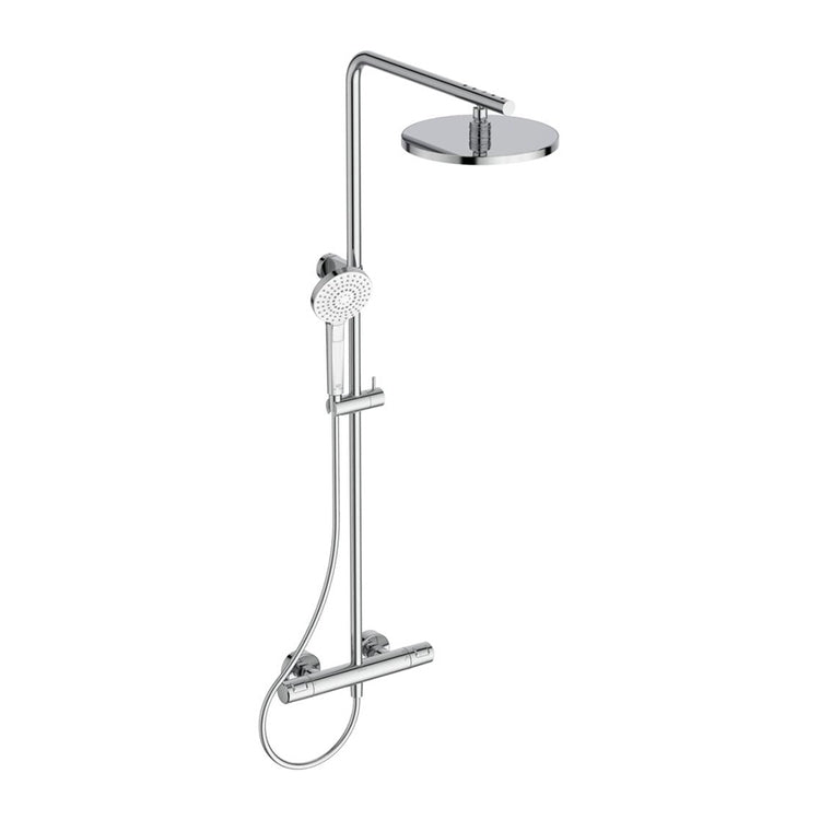 Ideal Standard Duschsäule mit externem Thermostat, mit Umsteller, Duschhalter, Idealrain-Duschkopf, runder Kopfbrause Ø 25 cm und Schlauch 175 cm, Chromoberfläche CERATHERM T25 A7628AA