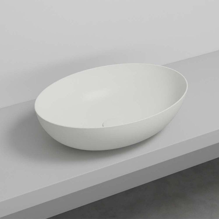 Cielo Ovales Becken L. 62 cm, ohne Loch für Armaturen und ohne Überlauf, Farbe Talk, mattes Finish ERA ECO 62 BAECOTL