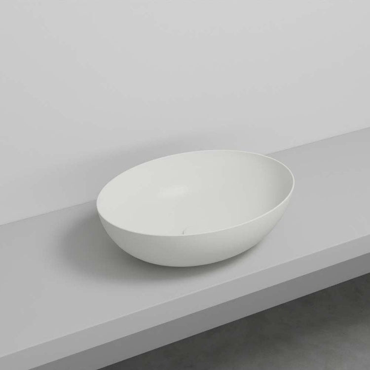 Cielo Ovales Becken L. 58 cm, ohne Loch für Armaturen und ohne Überlauf, Farbe Talk matt ERA ECO SMALL BAECO58TL