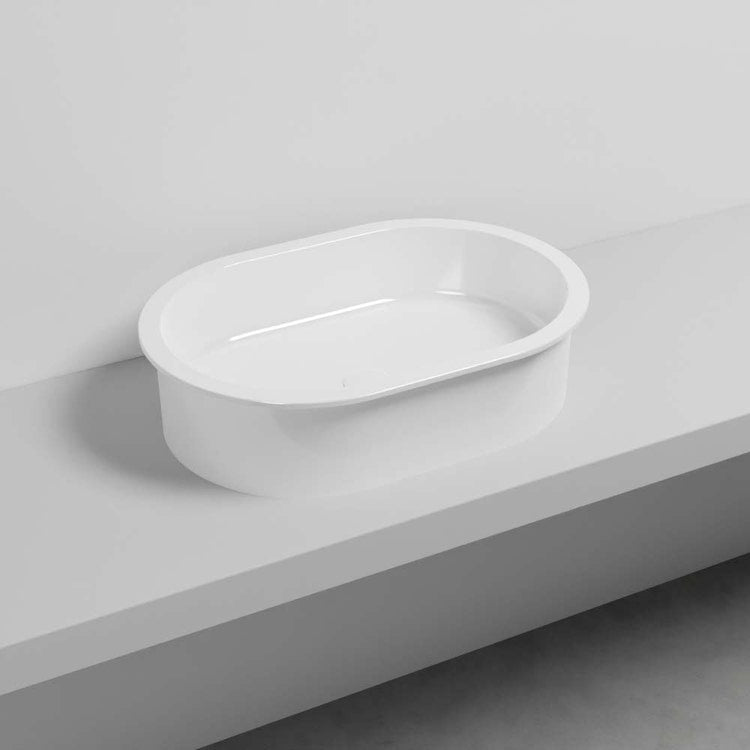 Cielo Schale runde Waschschale Ø 65 cm, Aufsatz, ohne Überlauf, Weiß, glänzende Oberfläche I CATINI CALAO65