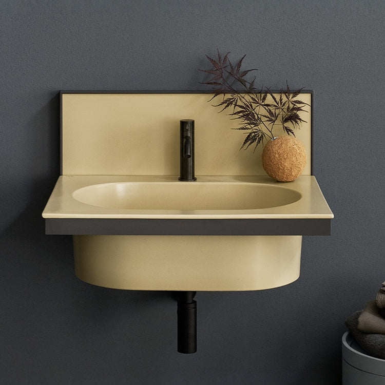 Cielo Rechteckiges Waschbecken L. 70 T. 50 cm, mit Loch für Armatur, Farbe Hanf, mattes Finish ELLE OVALE EKLAOCN