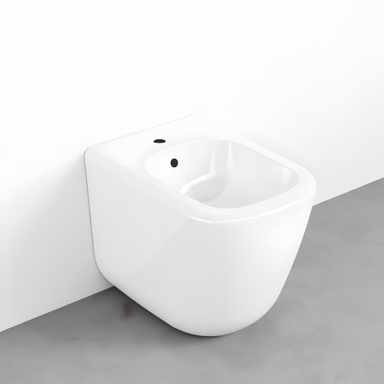 Cielo Boden-Bidet mit Einzelöffnung, mit Überlauf, einschließlich Befestigung, Weiß, glänzende Oberfläche ERA ERBI