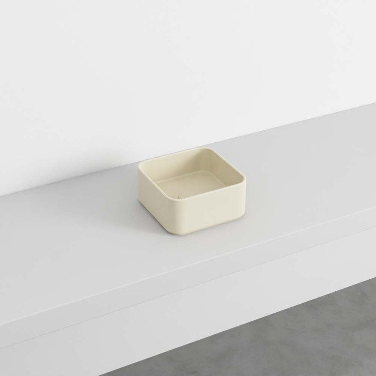 Cielo Waschbecken minimal quadratisch H 11,5 x 25 x 25 cm, Aufsatz, Farbe Leinen, matte Oberfläche SHUI COMFORT MILAQLN