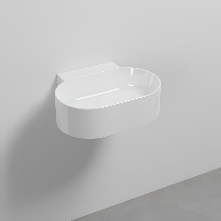 Cielo Ovales hängendes Waschbecken L. 50 cm, ohne Loch für Armaturen, ohne Überlauf, Weiß, glänzende Oberfläche MARE MRLS50SF