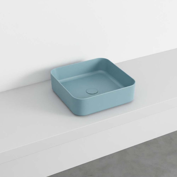 Cielo Quadratisches Waschbecken H 12,5 x 40 x 40 cm, Aufsatz, Farbe Puder, matte Oberfläche SHUI COMFORT SHCOLAQ40PL