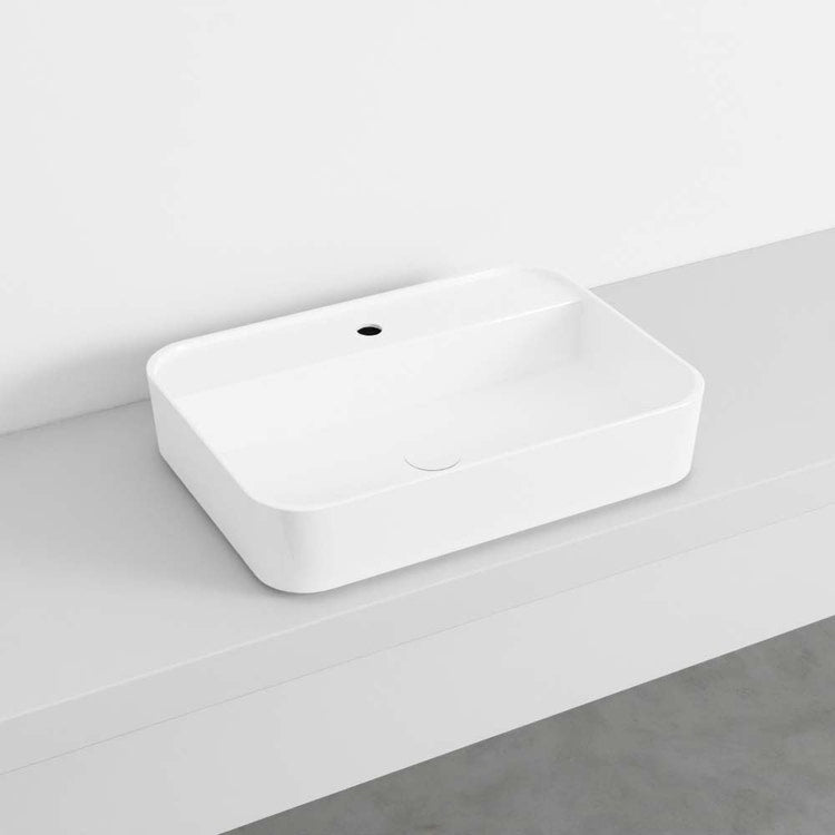 Cielo Rechteckiges Einloch-Waschbecken, Weiß, glänzende Oberfläche SHUI COMFORT SHCOLARF