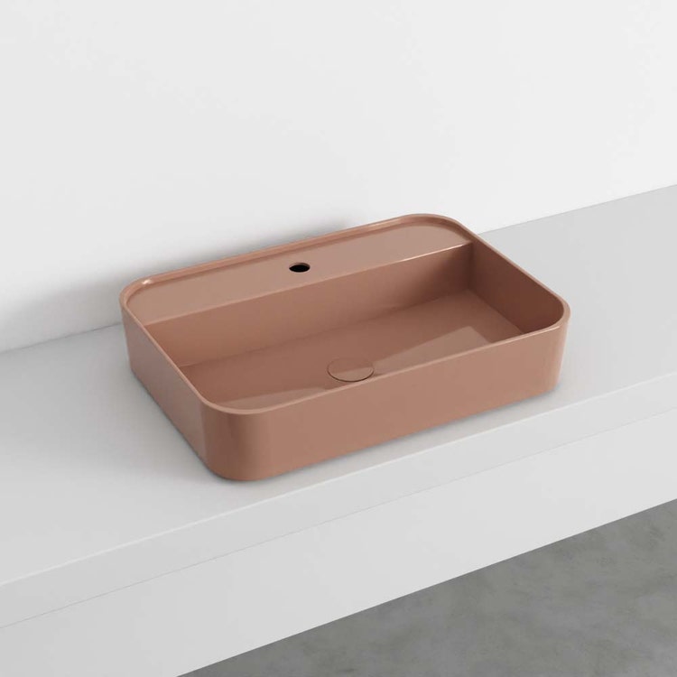 Cielo Rechteckiges Waschbecken mit einem Loch, Farbe Seerose, glänzende Oberfläche SHUI COMFORT SHCOLARFNI