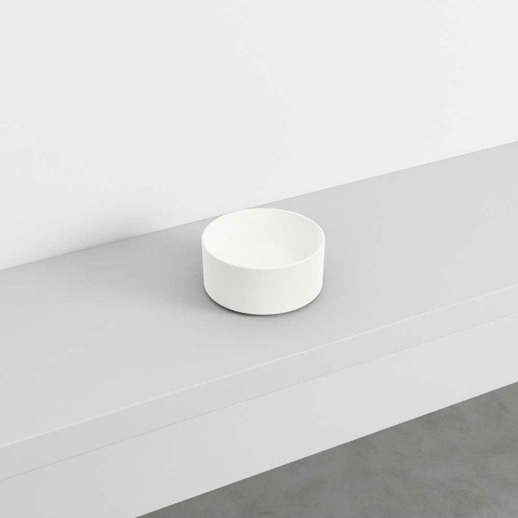 Cielo Waschbecken minimal rund H 11,5 x 25 x 25 cm, Aufsatz, Weiß glänzende Oberfläche SHUI COMFORT MILAT