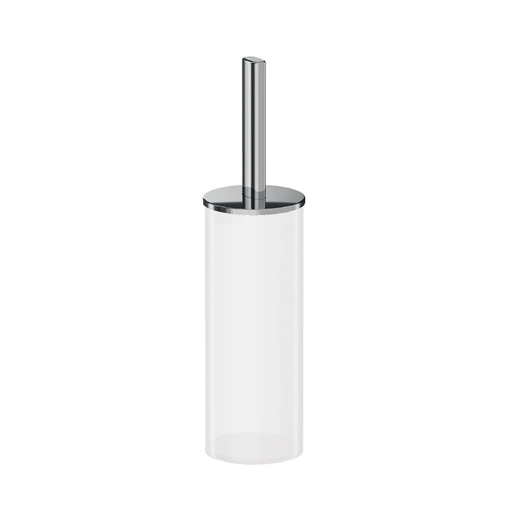 Inda Wand-Bürstengarnitur, mit Schale aus satiniertem Glas und weißer Bürste, Chrom-Finish CLAIRE A7114ACR21