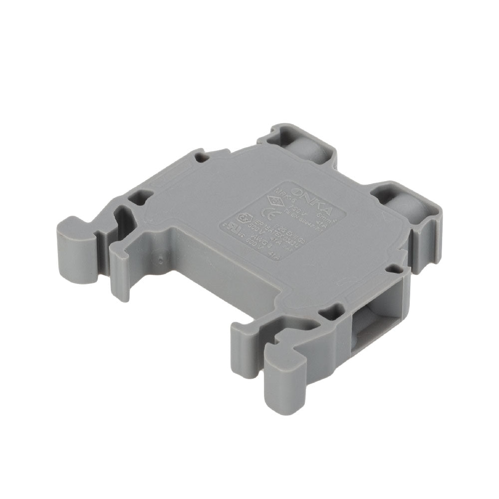 Onka Schraub-Reihenklemme für Hutschiene 6 mm², grau