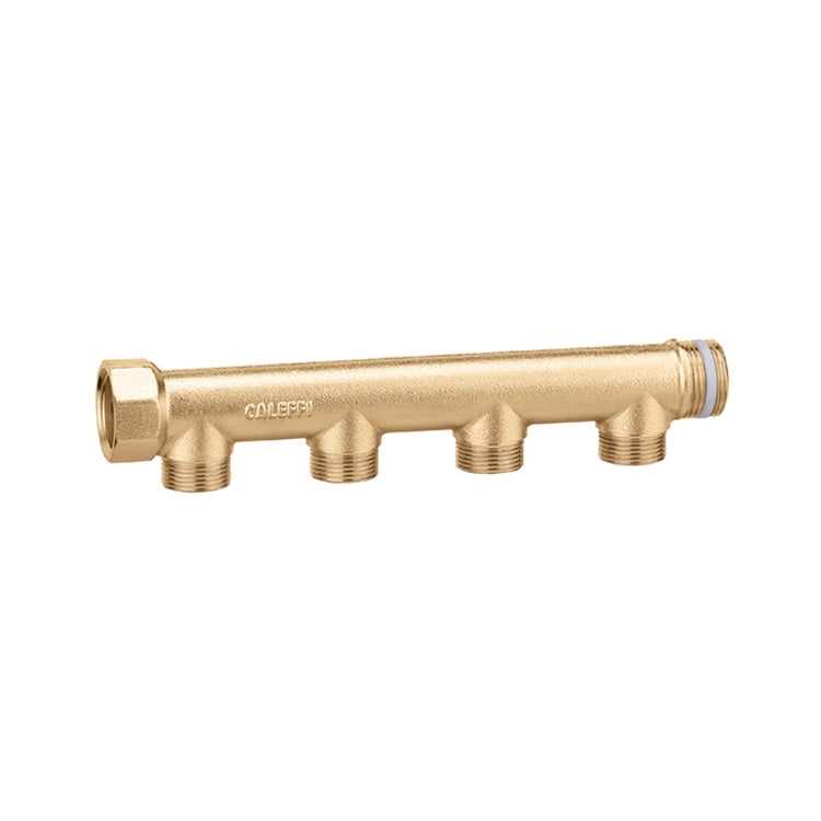 Caleffi Einfachverteiler, zusammensetzbar, männliche Ableitungen, PTFE-dichte Verbindung, 3 Ableitungen 3/4" M mit Achsabstand 60 und Anschluss 1" 592632