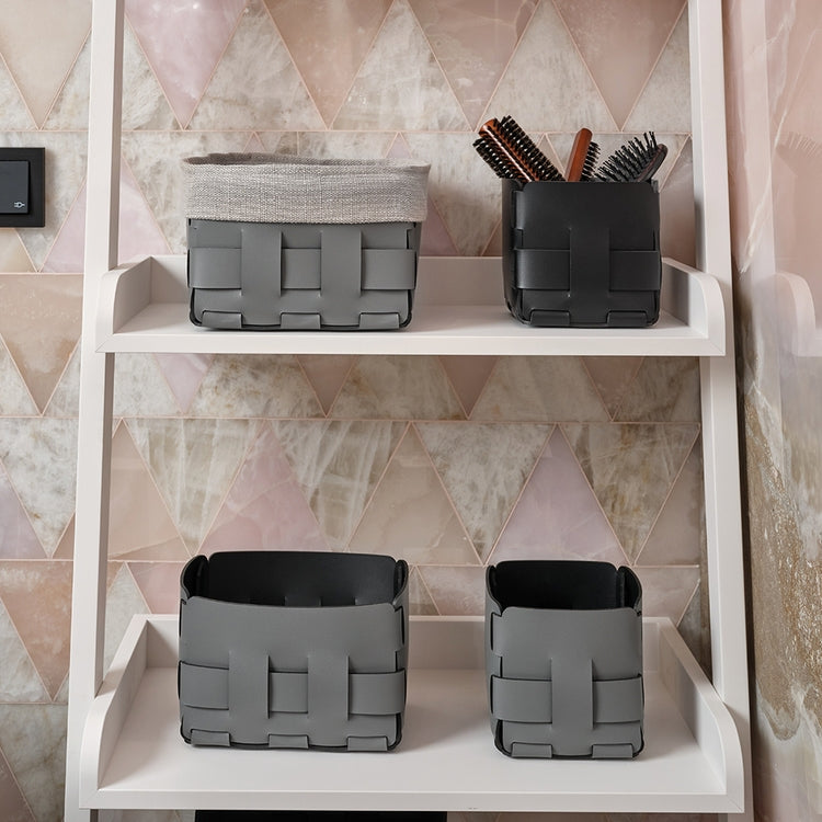 Colombo Design Korb Mini Werkstatt L. 19 T. 19 cm, zur Organisation kleiner Räume, Außenfarbe grau und Innenfarbe schwarz ADJ 101903/01