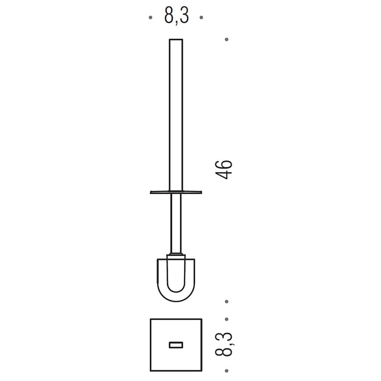 Colombo Design Ersatz Griff mit Bürstchen, Chromoberfläche RICAMBIO B16680CR