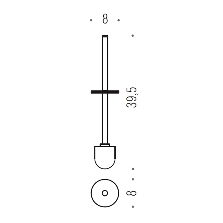 Colombo Design Ersatz Griff mit Bürste, Weiß, matte Ausführung RICAMBIO B99580BM