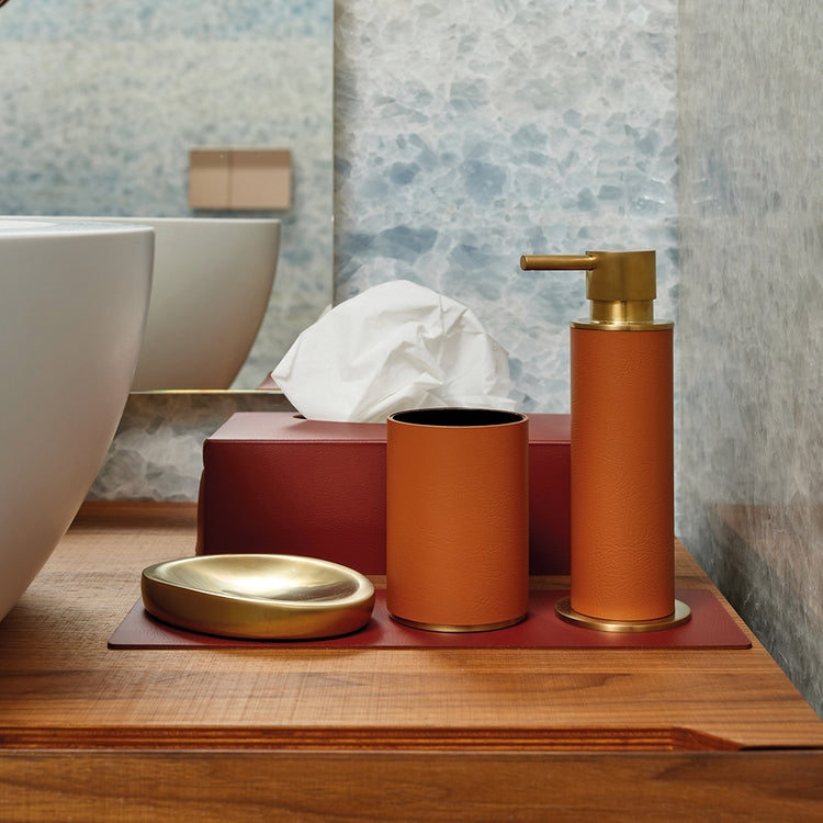 Colombo Design Seifenspender zum Aufstellen 0,15 l, Finish OroMat und Cognac ADJ W4980OM09/30