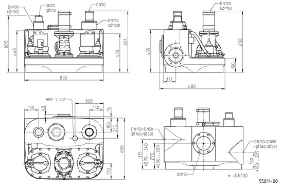 JUNG PUMPEN Fäkalienhebeanlage Compli 1015/4 BW - Art. JP50101