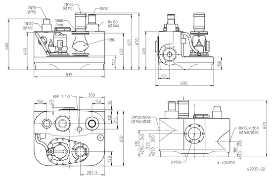 JUNG PUMPEN Fäkalienhebeanlage Compli 510/4 BW - Art. JP50091