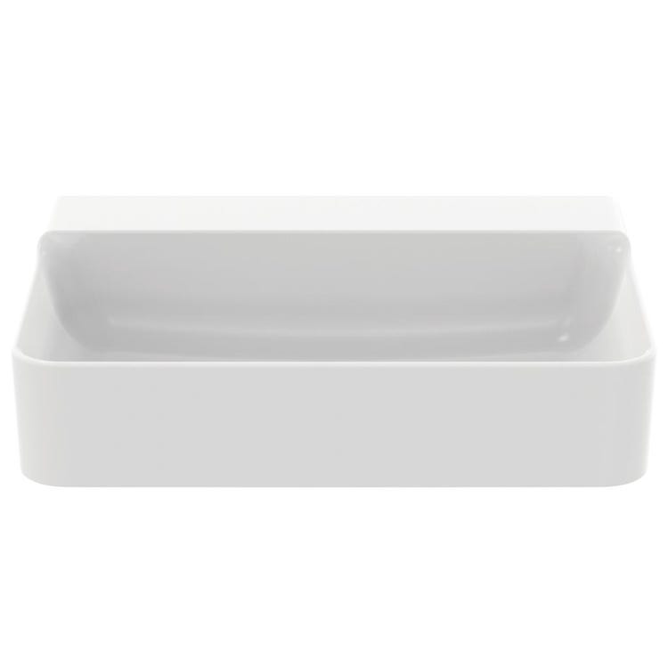 Ideal Standard Rechteckwaschbecken, geschliffen, hängend oder aufliegend, L. 60 cm, ohne Überlauf, Weiß, glänzende Oberfläche CONCA T382501