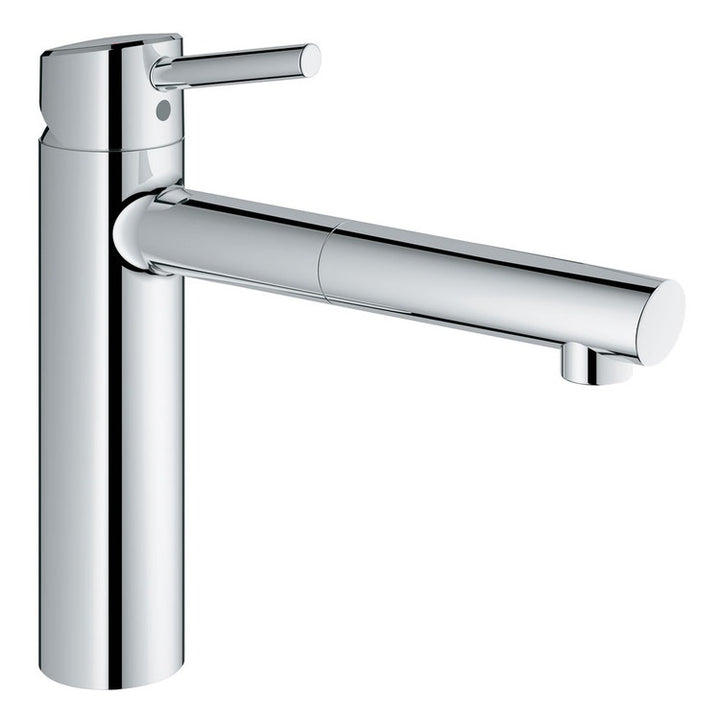 Grohe Einhandmischer H. 22 cm, für Spüle, mit schwenkbarem Auslauf und einstellbarem Durchflussbegrenzer, Chromoberfläche CONCETTO 31129001
