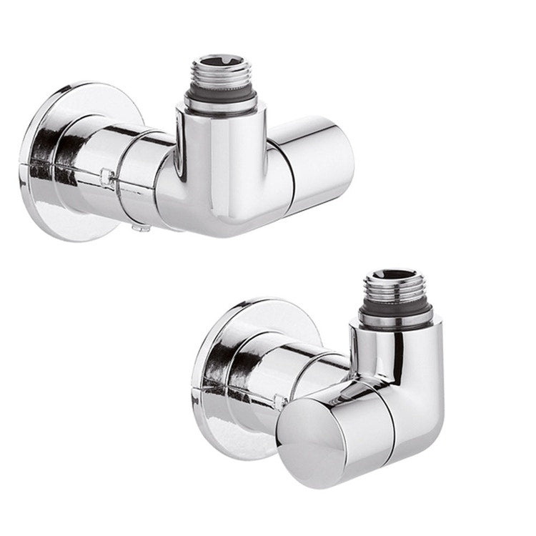Caleffi High-Style-Ventilpaar Doppelwinkel für Heizkörper, Ausführung rechts und verchromt 400400