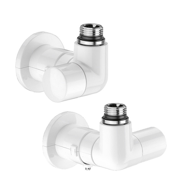 Caleffi High-Style-Ventilpaar Doppelwinkel für Heizkörper, Ausführung links und weiß 400401